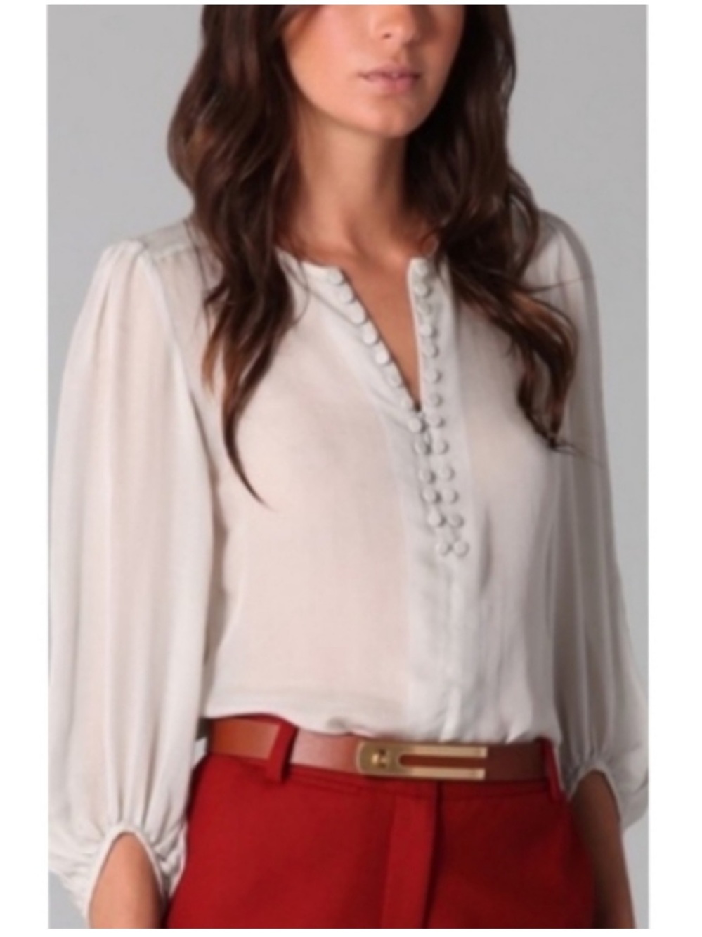 NWT DVF Diane Von Furstenberg ANNETTE  blouse color-storm Size-8